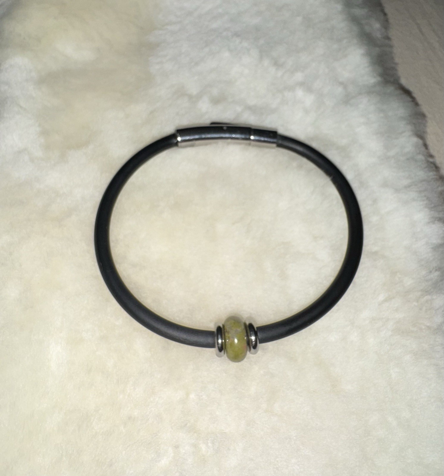 Minimalist Green Mookaite Jasper  Rondel 7.25” (184.1mm) Bracelet