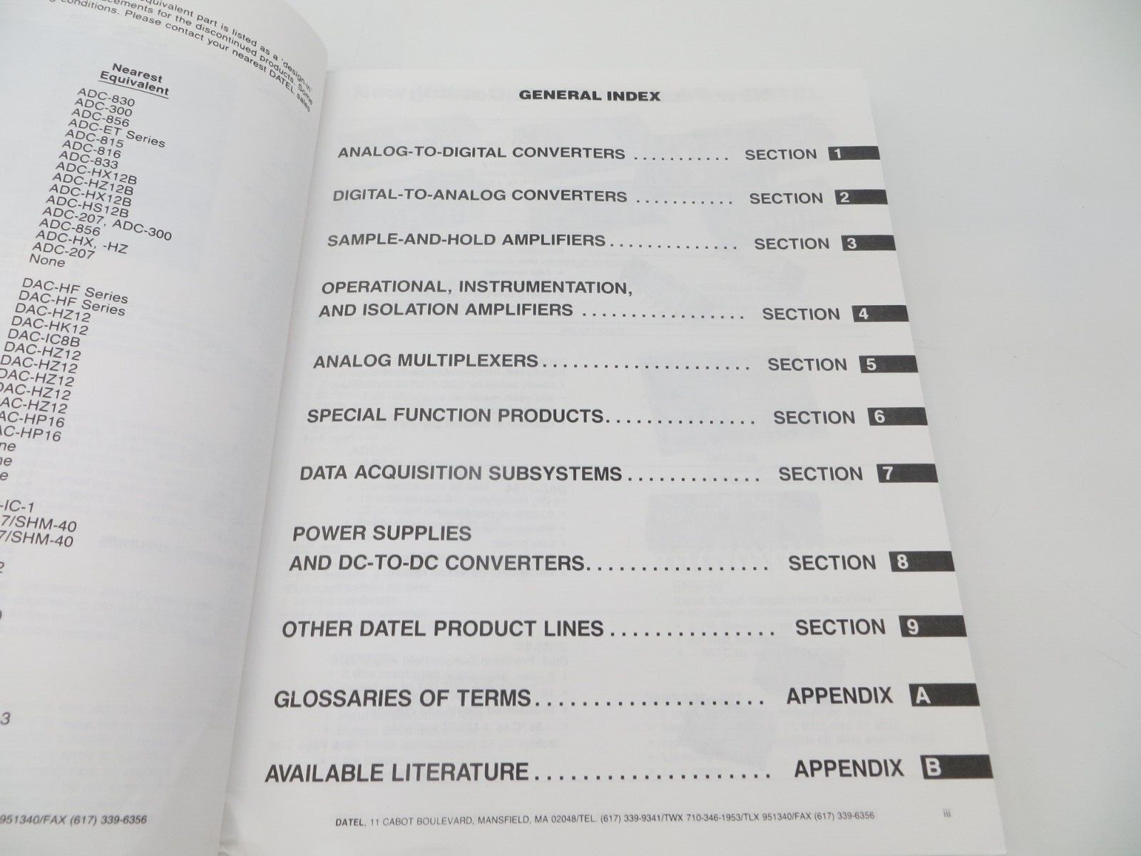 DATEL DATA CONVERSION COMPONENTS 1986 Electronic Catalog -