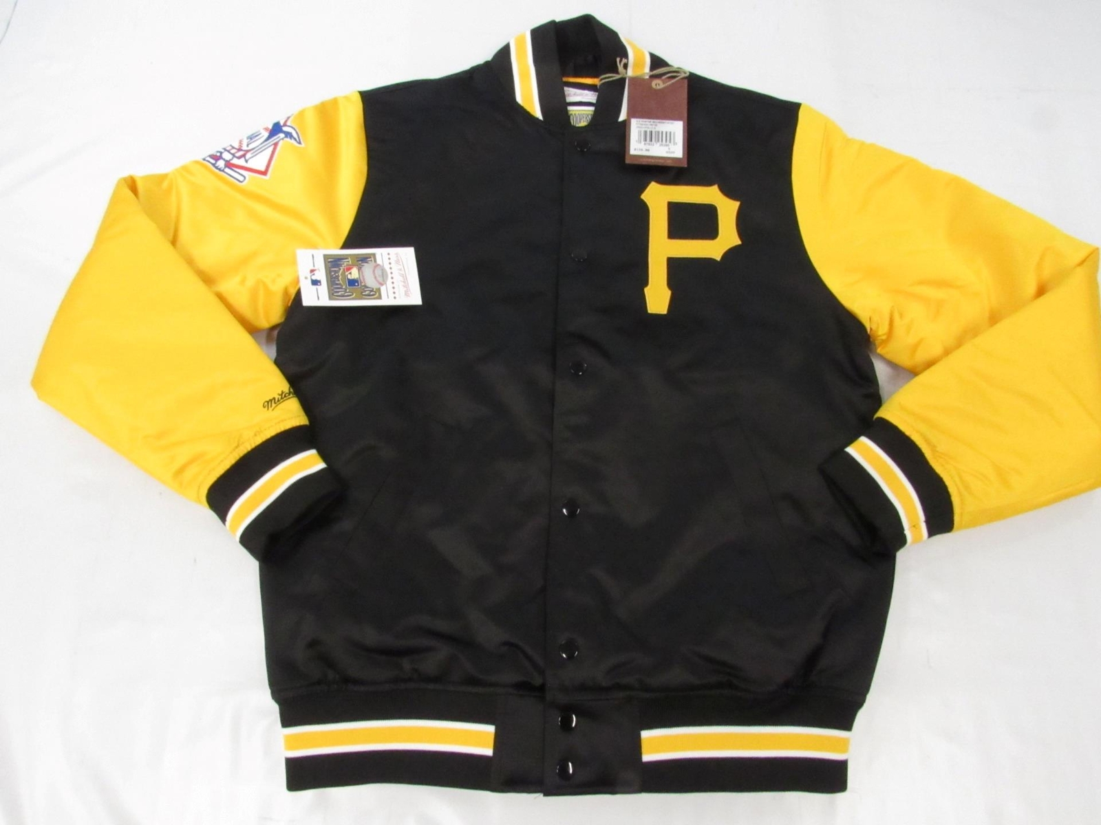 Pittsburgh Pirates Mens Mitchell & Ness Heavy Weight Satin Snap Jacket Coat $150
