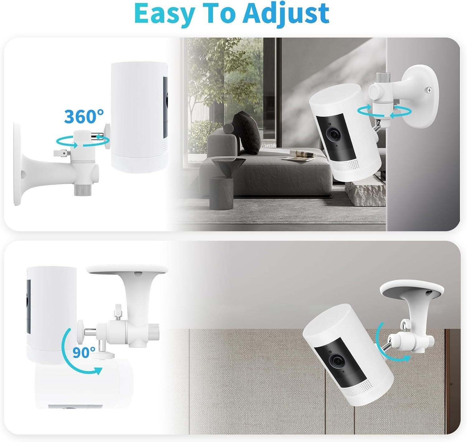 2Pack Ring Camera Wall Mount for Ring Stick up Cam & Ring Outdoor Cam Plus, 360