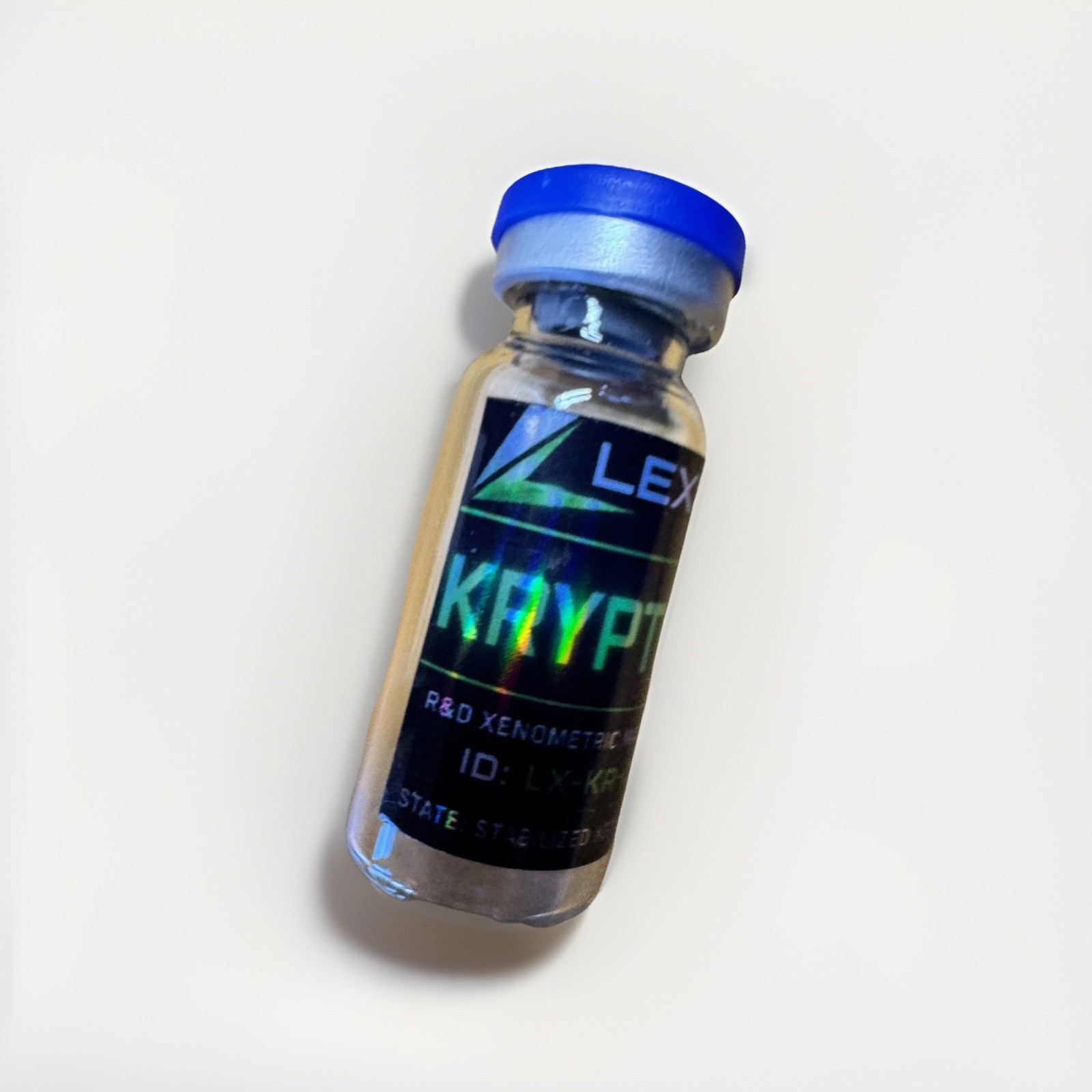10ml Kryptonite glass vial prop with Lexcorp Branding