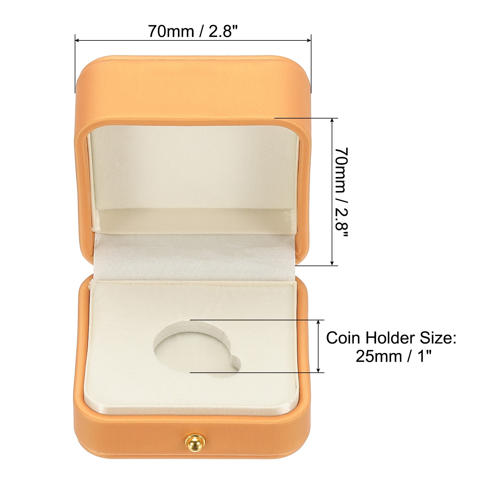 Coin Display Box, Suitable for 25mm Coins, Orange