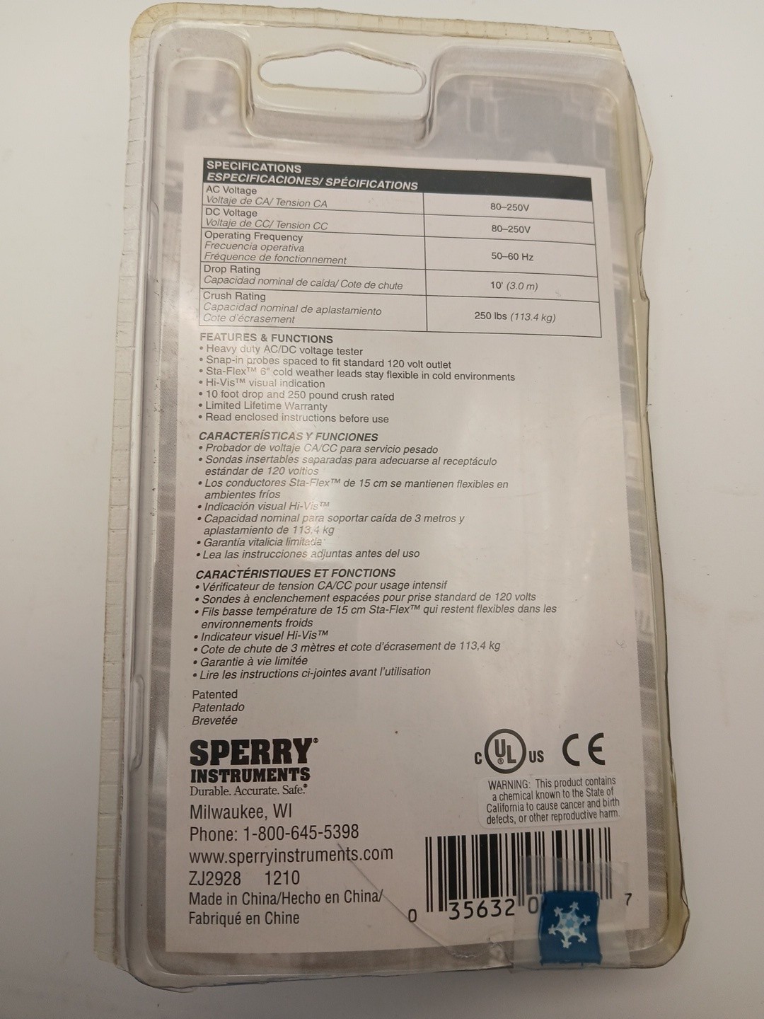 Sperry Instruments Voltage Tester #ET6102 NEW OPEN BOX