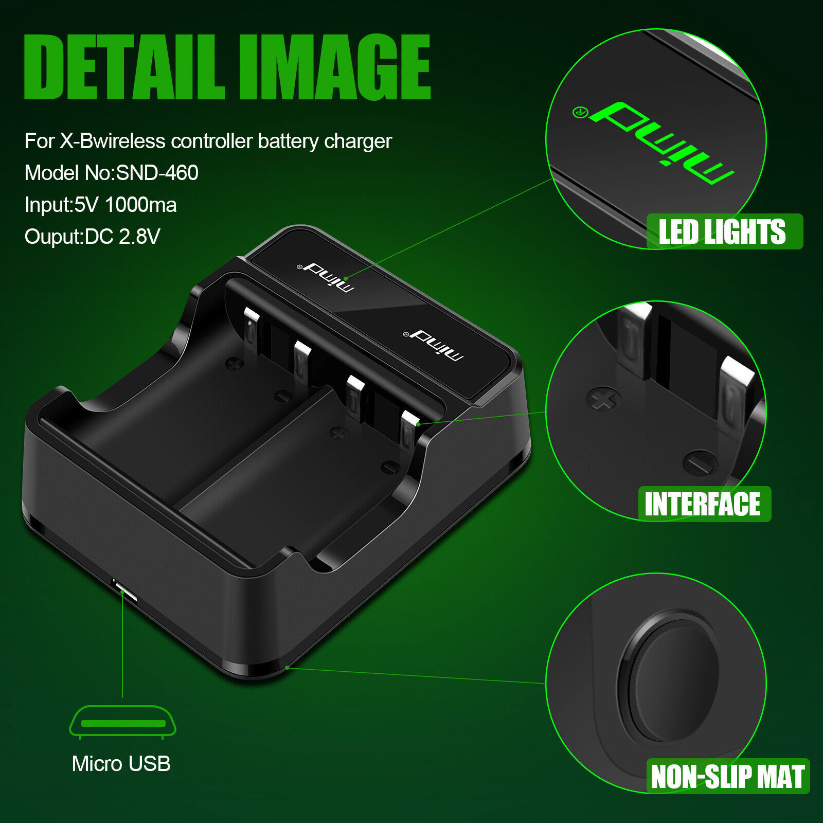 For Xbox One/One X/One S Elite Controller Battery Charging Dock Station+2Battery