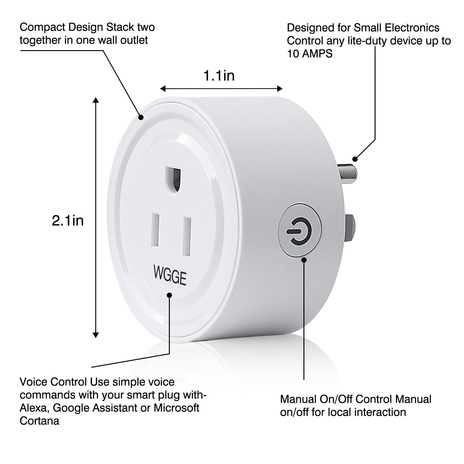 Smart Plug, Mini Smart WiFi Outlet Compatible with Alexa, Google Assistant 2/pk