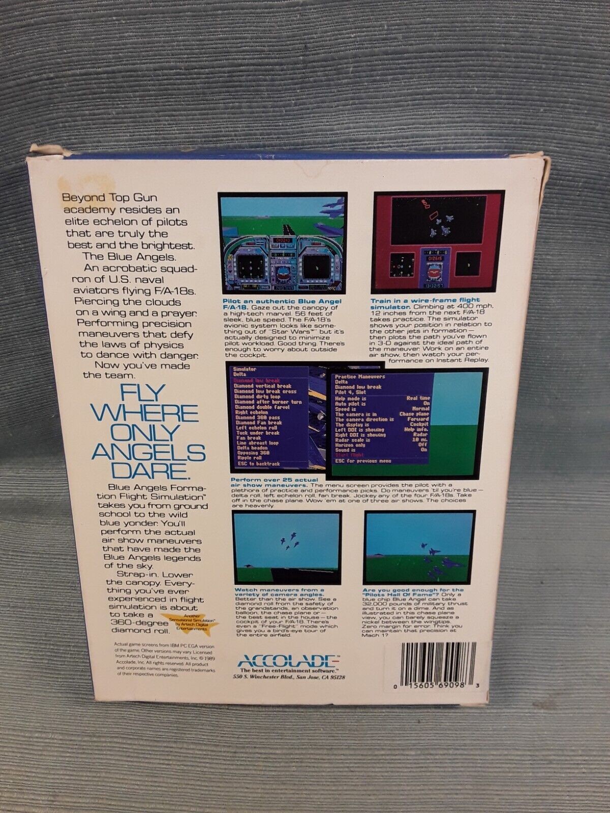 1989 Accolade Blue Angels Formation Flight Simulation IBM PC Floppy - Complete