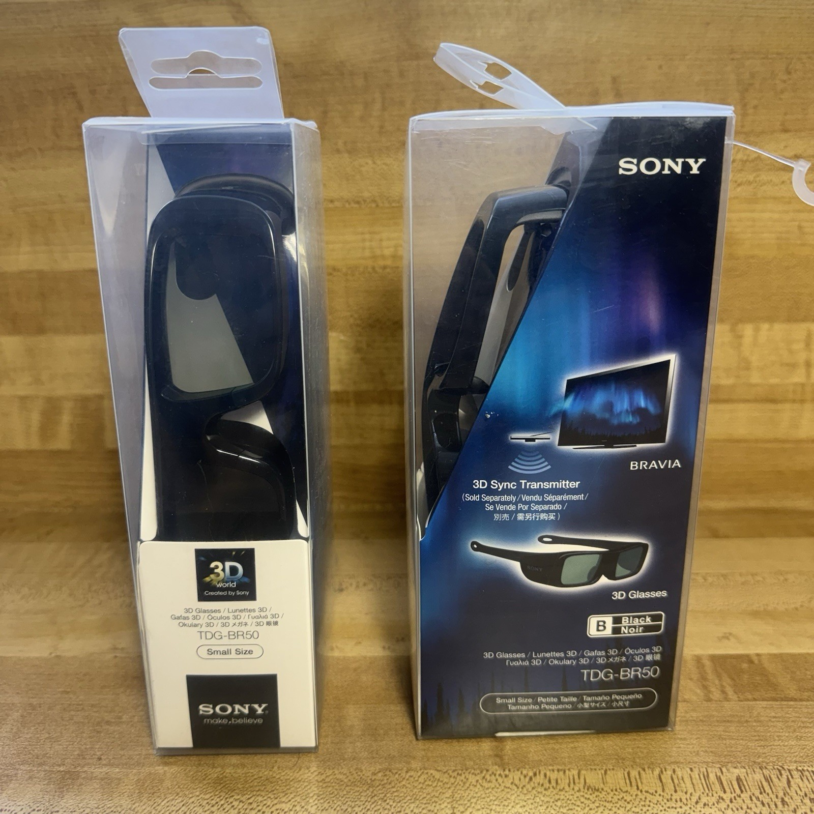 Lot Of 2 Sony TDG-BR250 Active 3D Glasses Small Size Black Color Brand New
