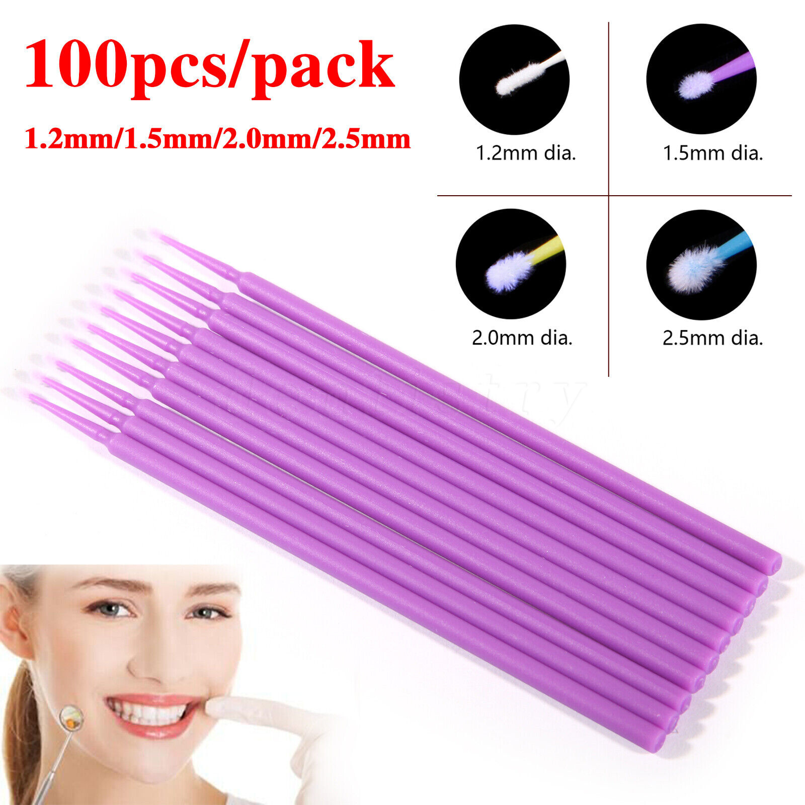 100Pcs/Bag Dental Microbrush Disposable Applicators Tips Micro Brush Cleaning