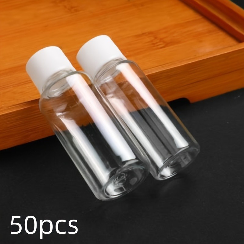 50X Plastic Travel Bottles Leakproof Clear Cosmetic Containers with White Caps