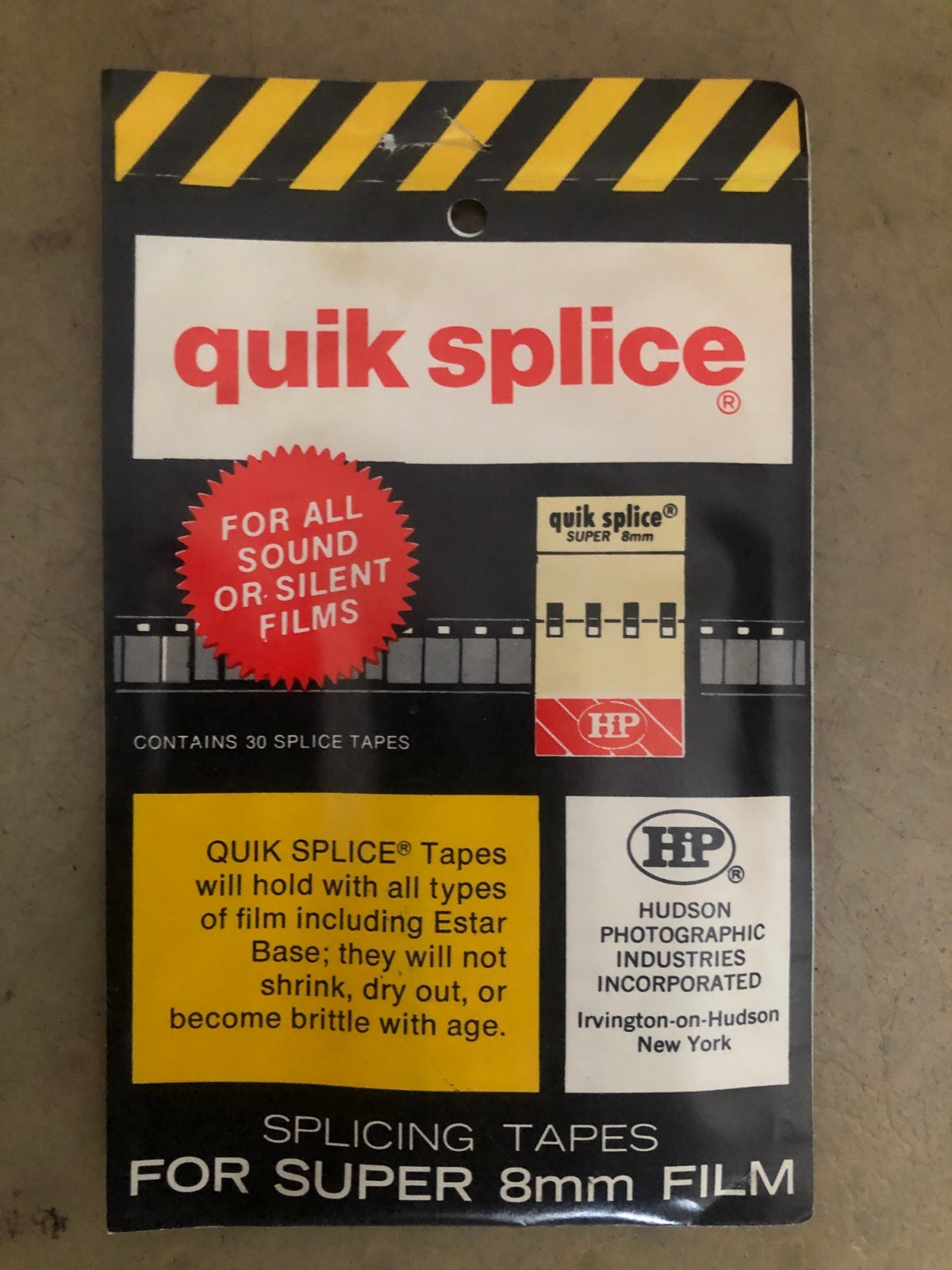 QUIK SPLICE SUPER 8 MOVIE FILM SPLICING TAPES FOR ALL SOUND AND SILENT FILMS
