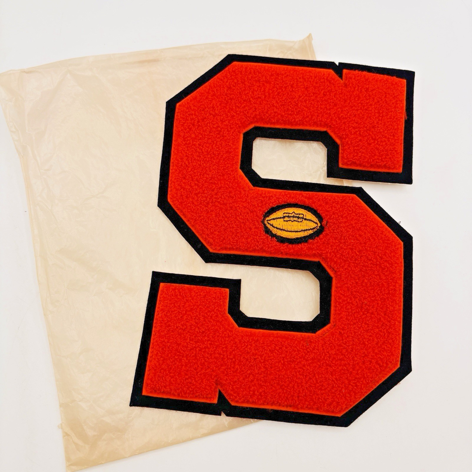 Varsity Football Letterman Jacket Sweater Letter S Orange + Black NOS