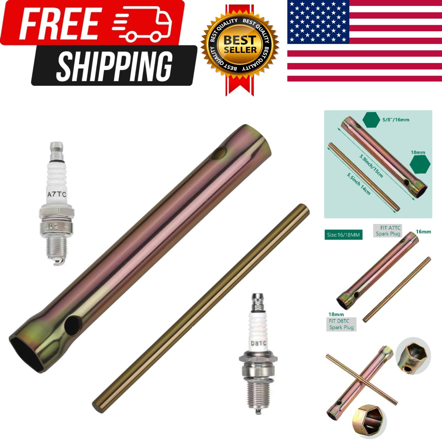 18MM Motorcycle Ignition Spark Plug Spanner Wrench Socket Tool...