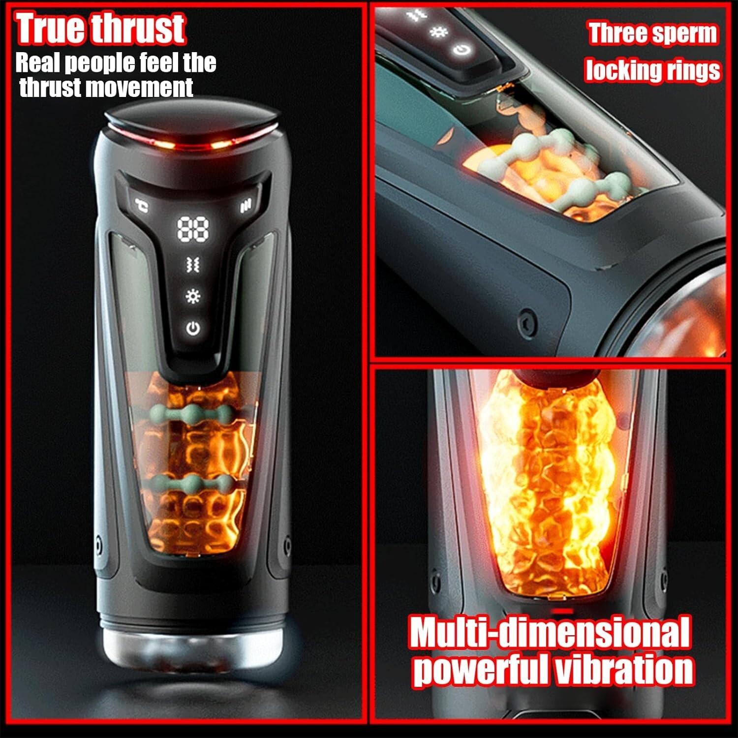 Male Masturbaters Automatic HandsFree Thrusting Cup Heating Stroker Lubricants