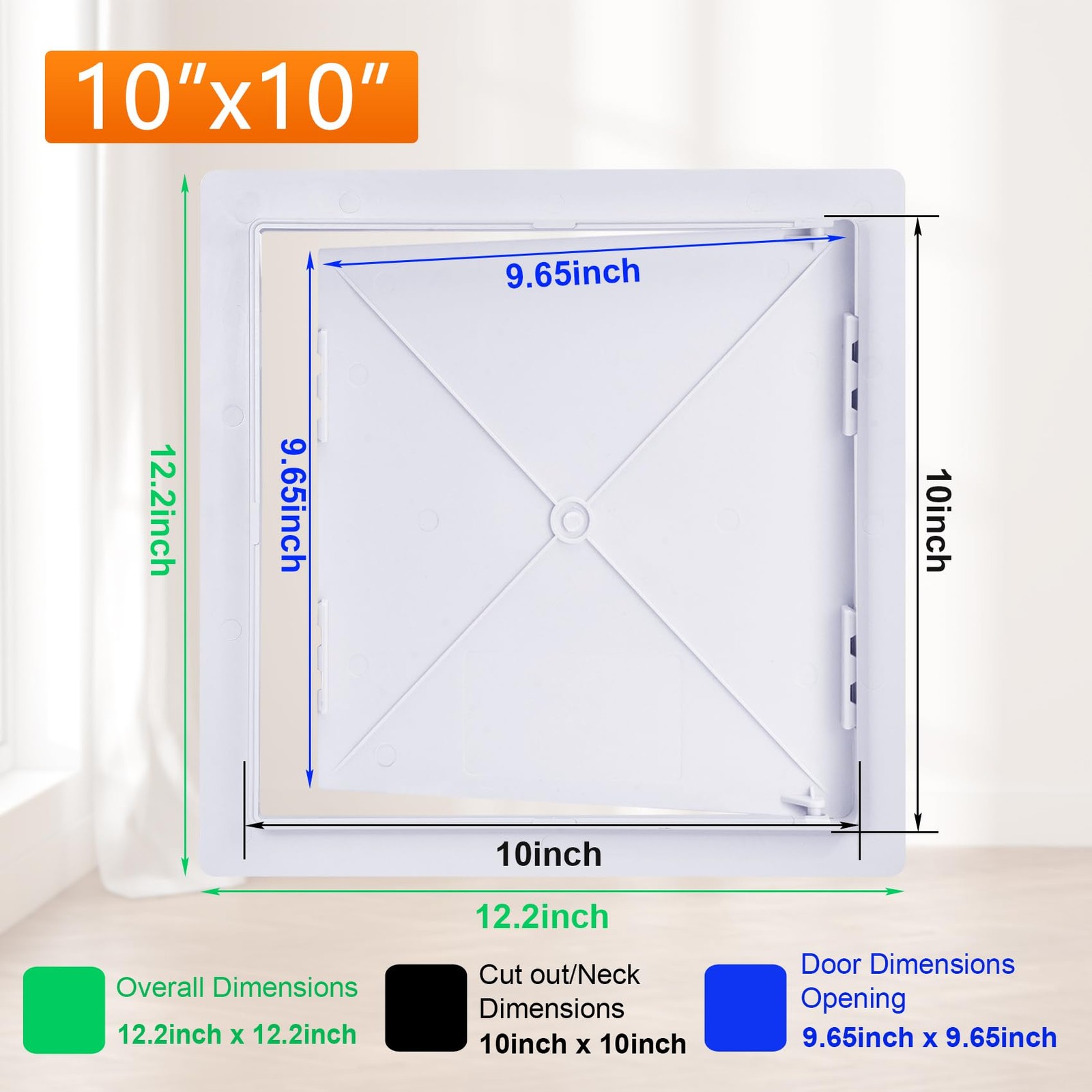 White Plastic Access Panel Drywall Ceiling Wall Removable Hinged 10x10 Inch
