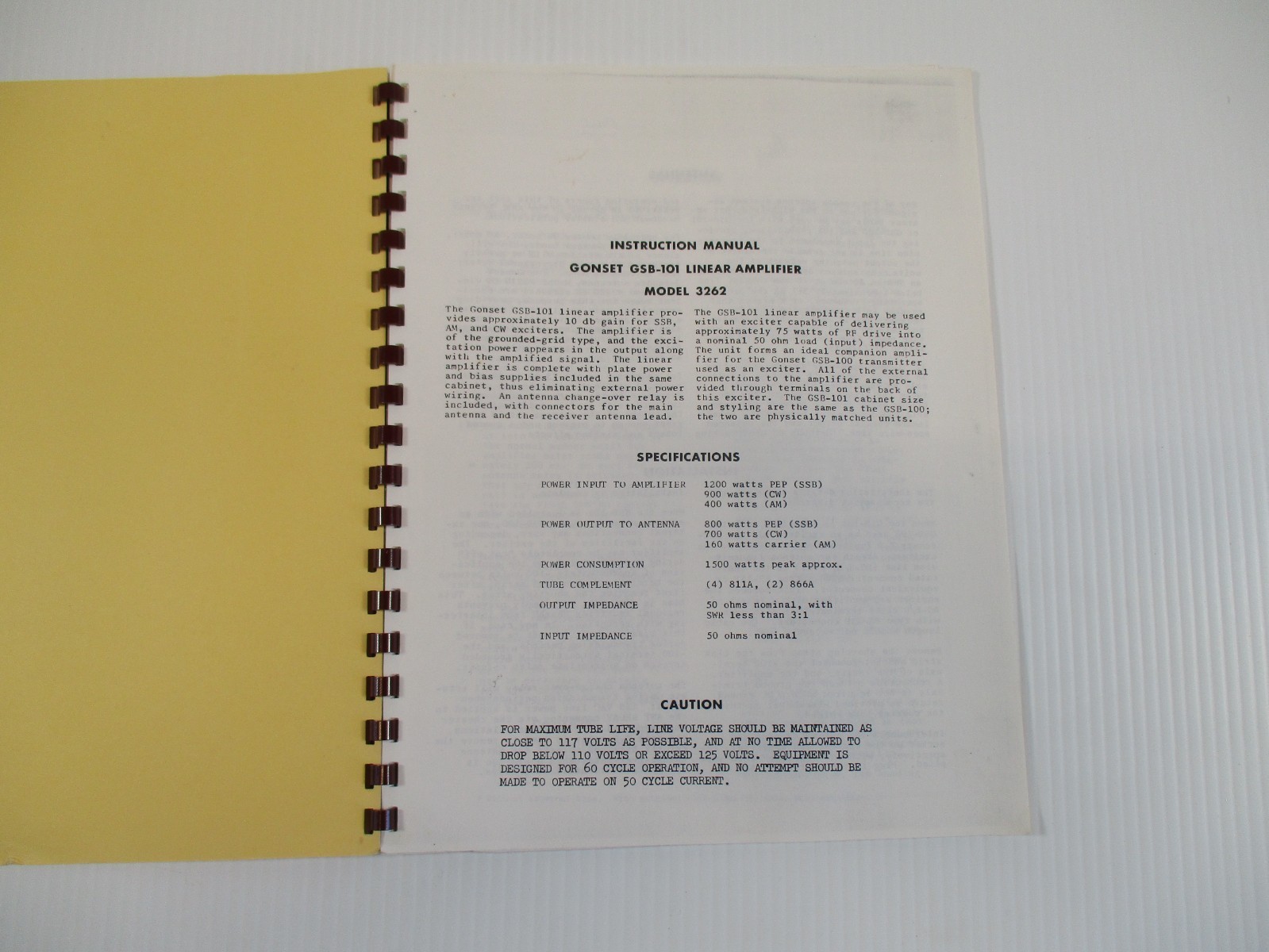 MULTI-ELMAC Gonset GSB-101 Model 3262 Liner Amplifier Instruction Manual