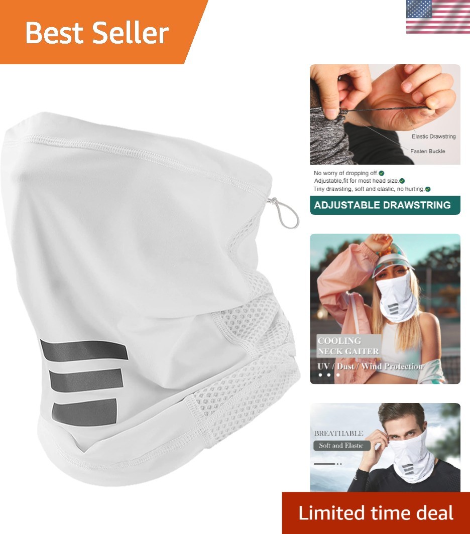 White Adjustable Neck Gaiter with UV Protection - Perfect for Summer Adventures