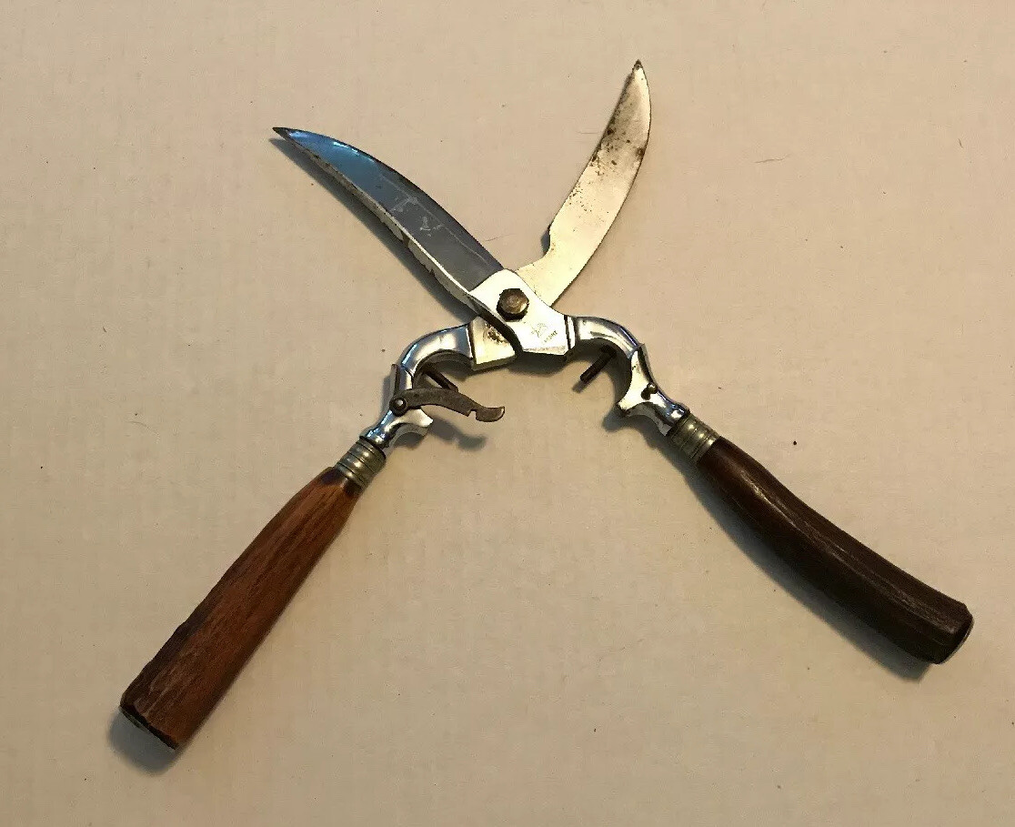 E. Spitzer SOLINGEN GERMANY Chrome & Antler HANDLE HUNTING Snips Scissors