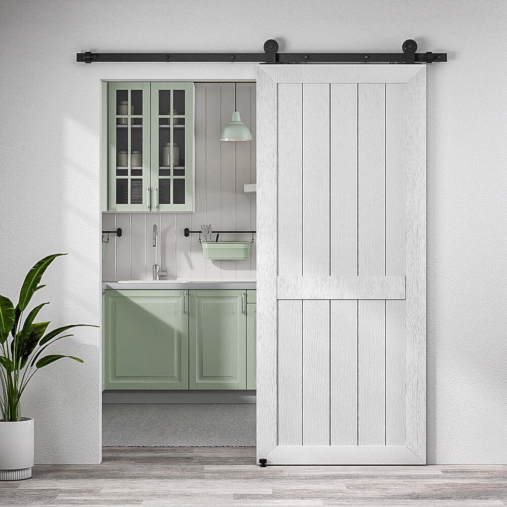 4FT-20FT Sliding Barn Door Hardware Kit Single/Double Door with Adjustable Guide