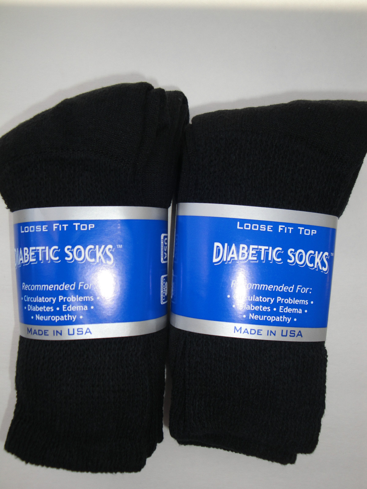 Best quality 6 pair of mens black Diabetic crew socks size 10-13 MADE IN USA