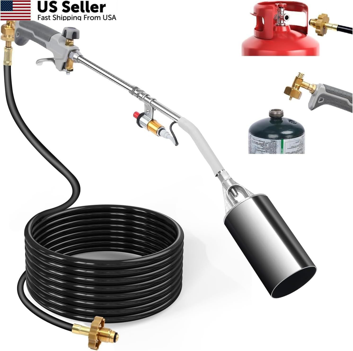 Propane Torch Weed Burner without Storage Bag, Silver