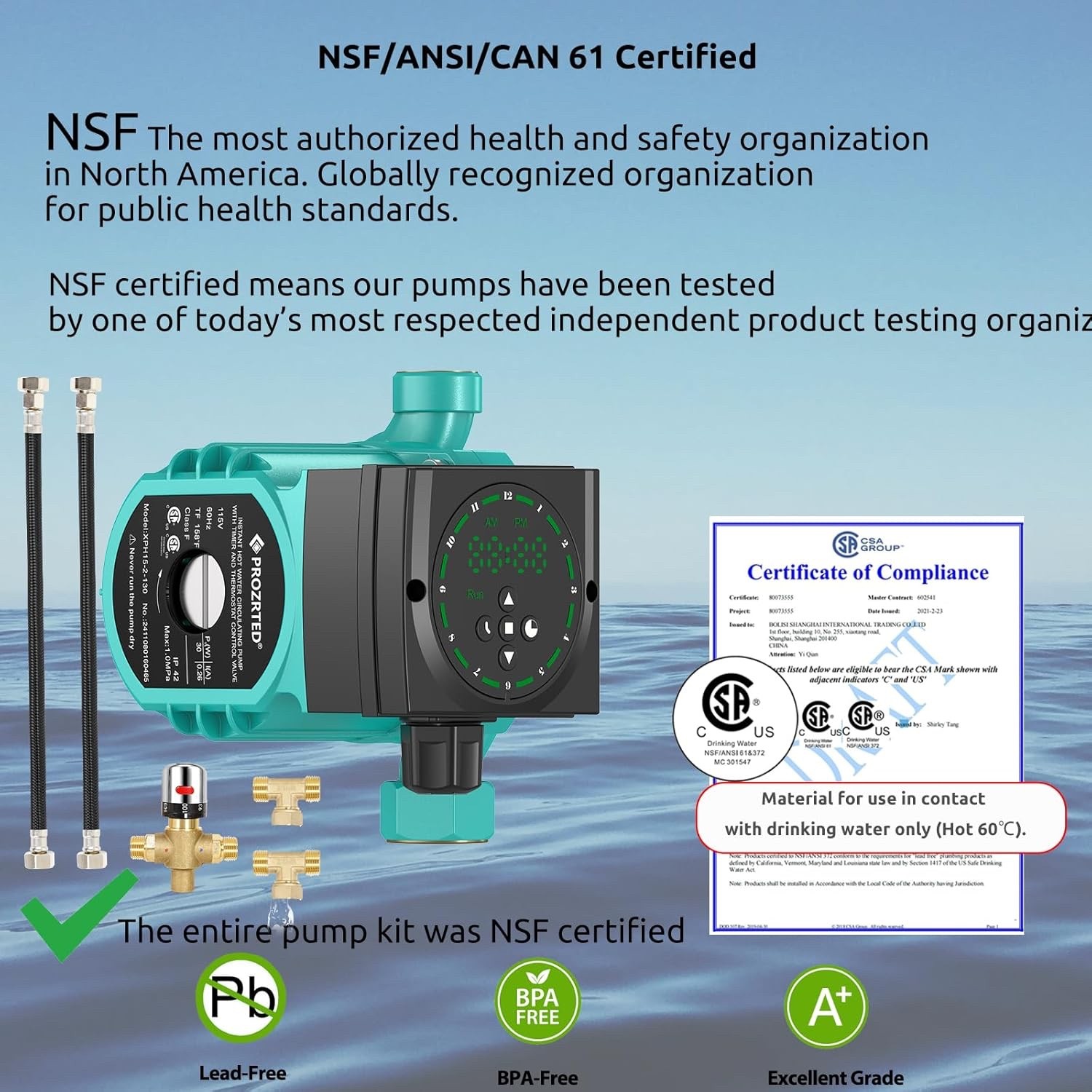 Instant Hot Water Circulating Pump with Built-in Digital Timer and Adjustable