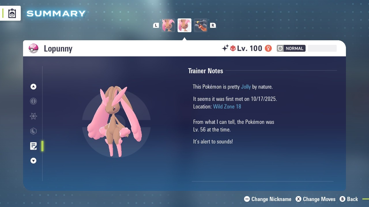 Lopunny Shiny Alpha 6IVs Battle Ready - Legends ZA