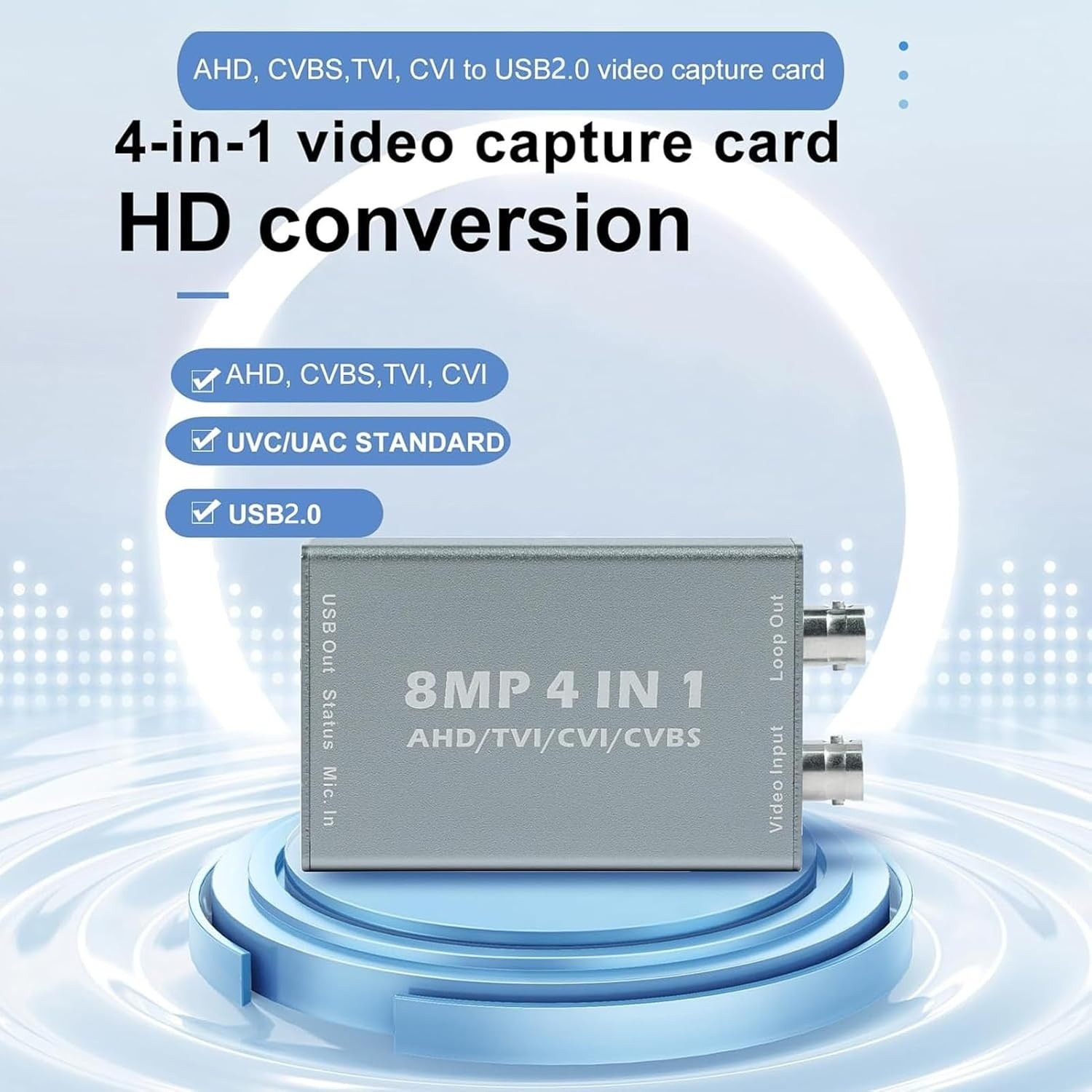 HD CVI To USB 1080P Video Capture Card Driver-Free UVC Analog To Digital
