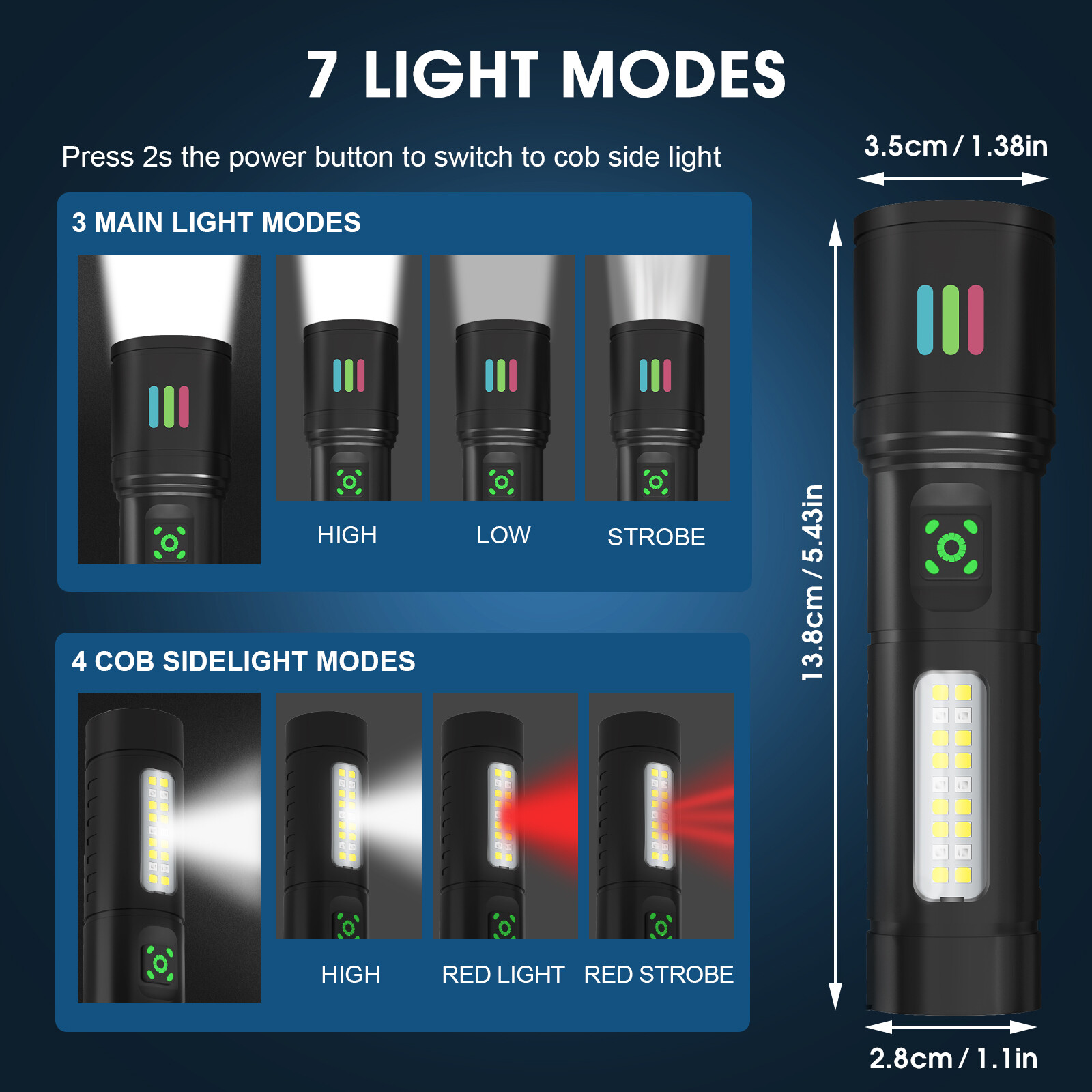 350000000 Lumen Super Bright LED Tactical Flashlight Rechargeable LED Work Light