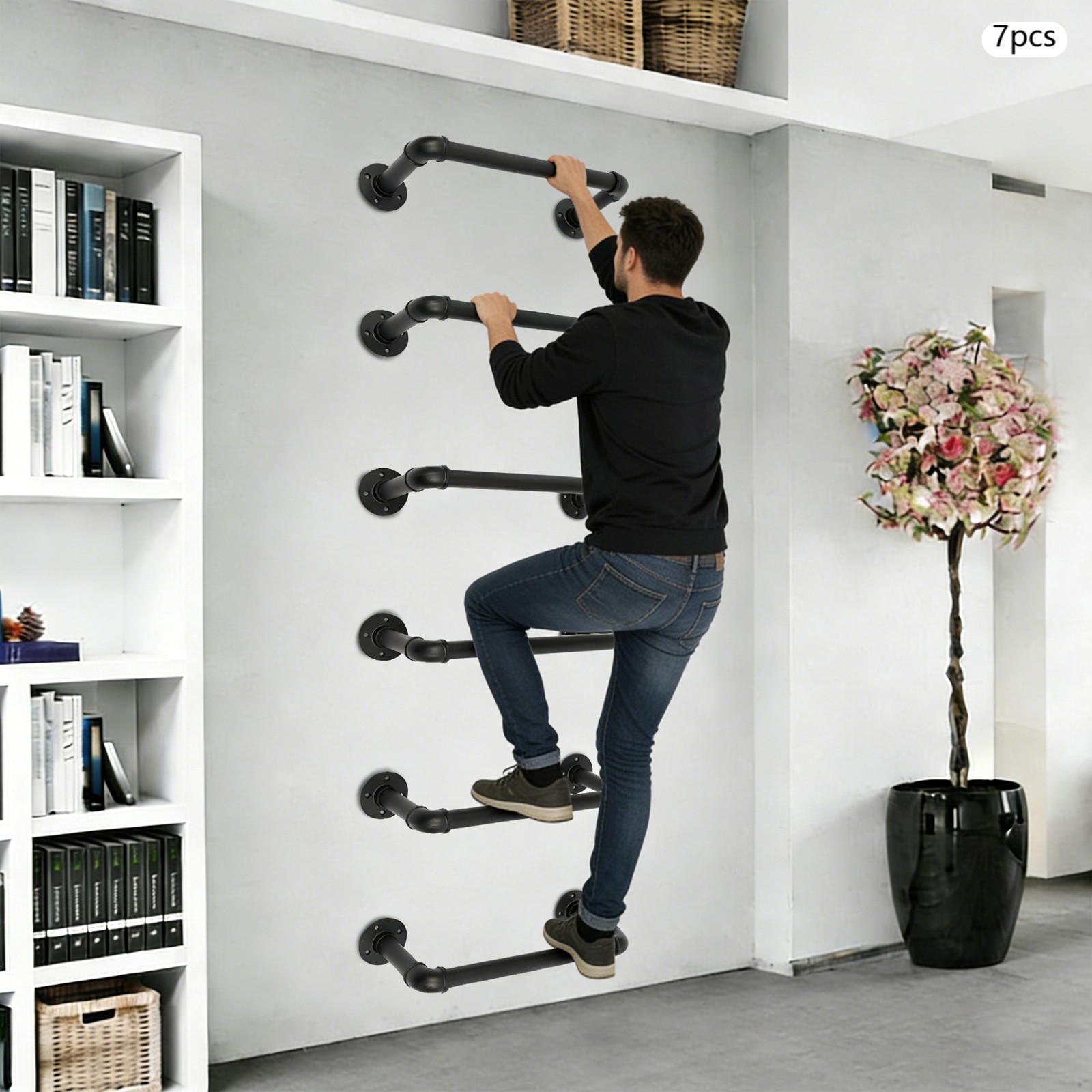 7 Pack Wall Mounted Ladders Galvanized Pipe 16.1*6in  Emergency Escape Ladder