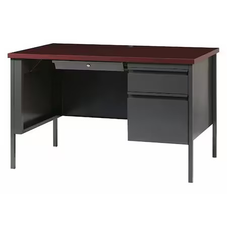 Hirsh 20438 Office Desk, Right Hand Pedestal, 48"W X 30"D, Char/Mahogany