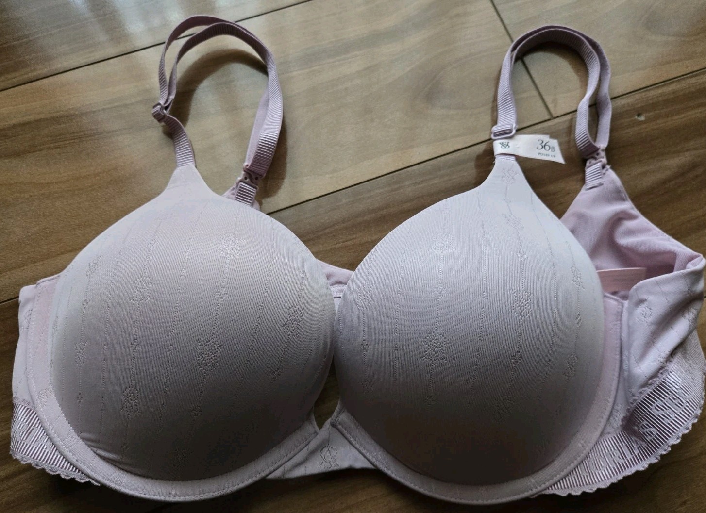 NWT Victorias Secret Bombshell TShirt Add 2 Cups Pointelle Padded Bra Violet 36B