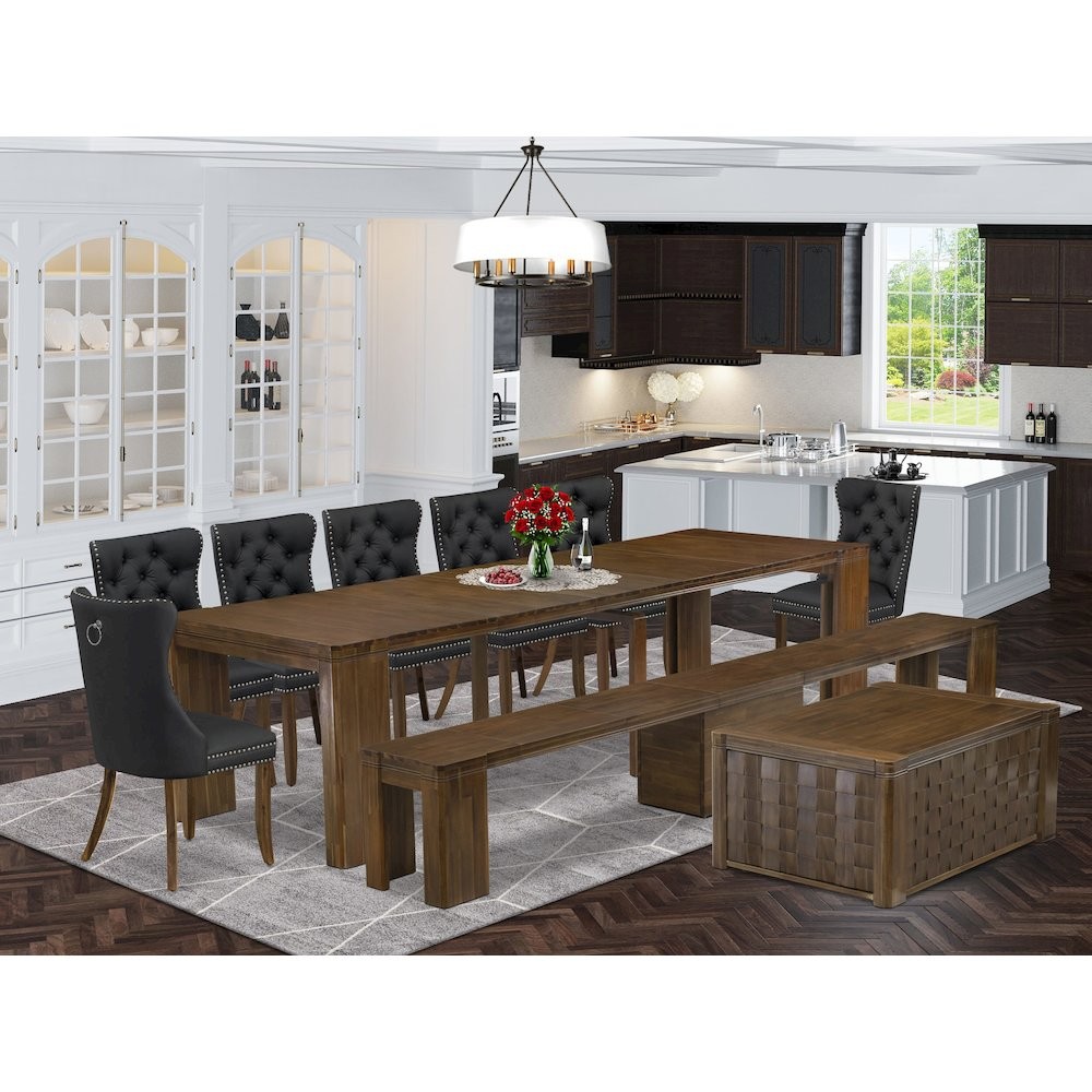 10 Pieces Extendable Dining Set Includes a Rectangle Kitchen Table