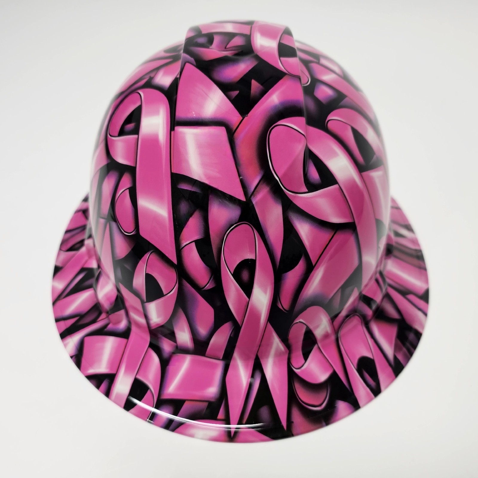 full brim hard hat custom hydro dipped IN BREAST CANCER AWARENESS IN YOUR FACE