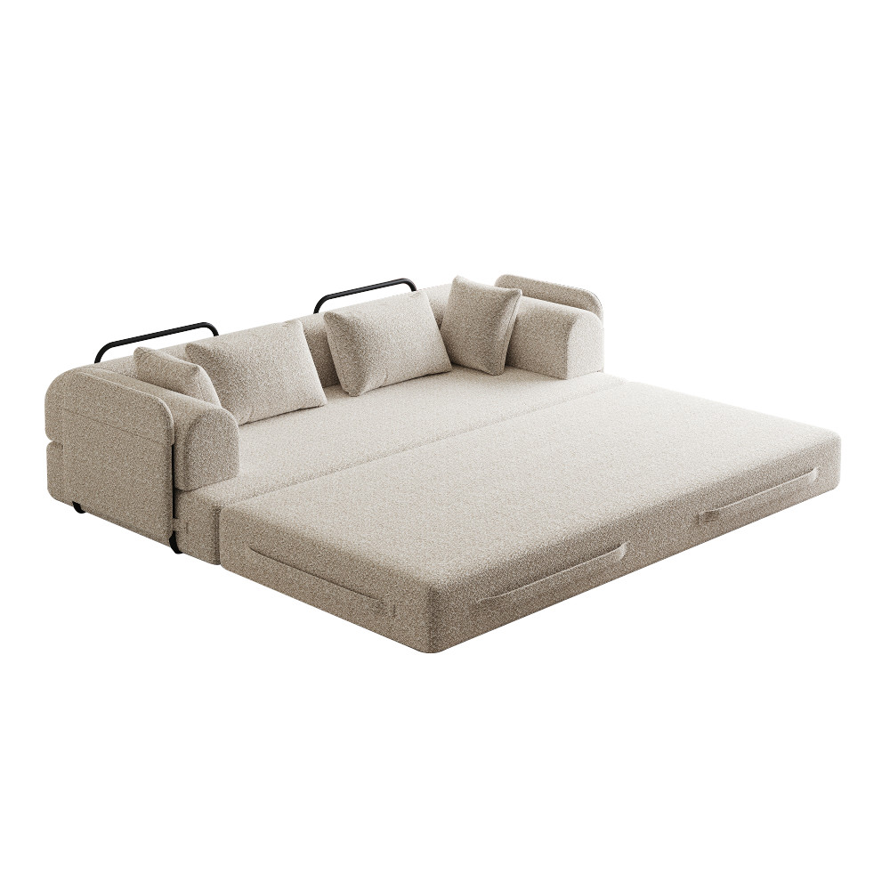 78.7'' Khaki Convertible Sleeper Sofa Bed, Folding Mattress Couch, Floor Sofa