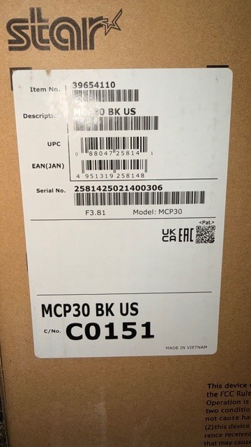 Star Micronics mC-Print3 POS Printer -3-Inch Thermal Printer *SAME DAY SHIPPING*