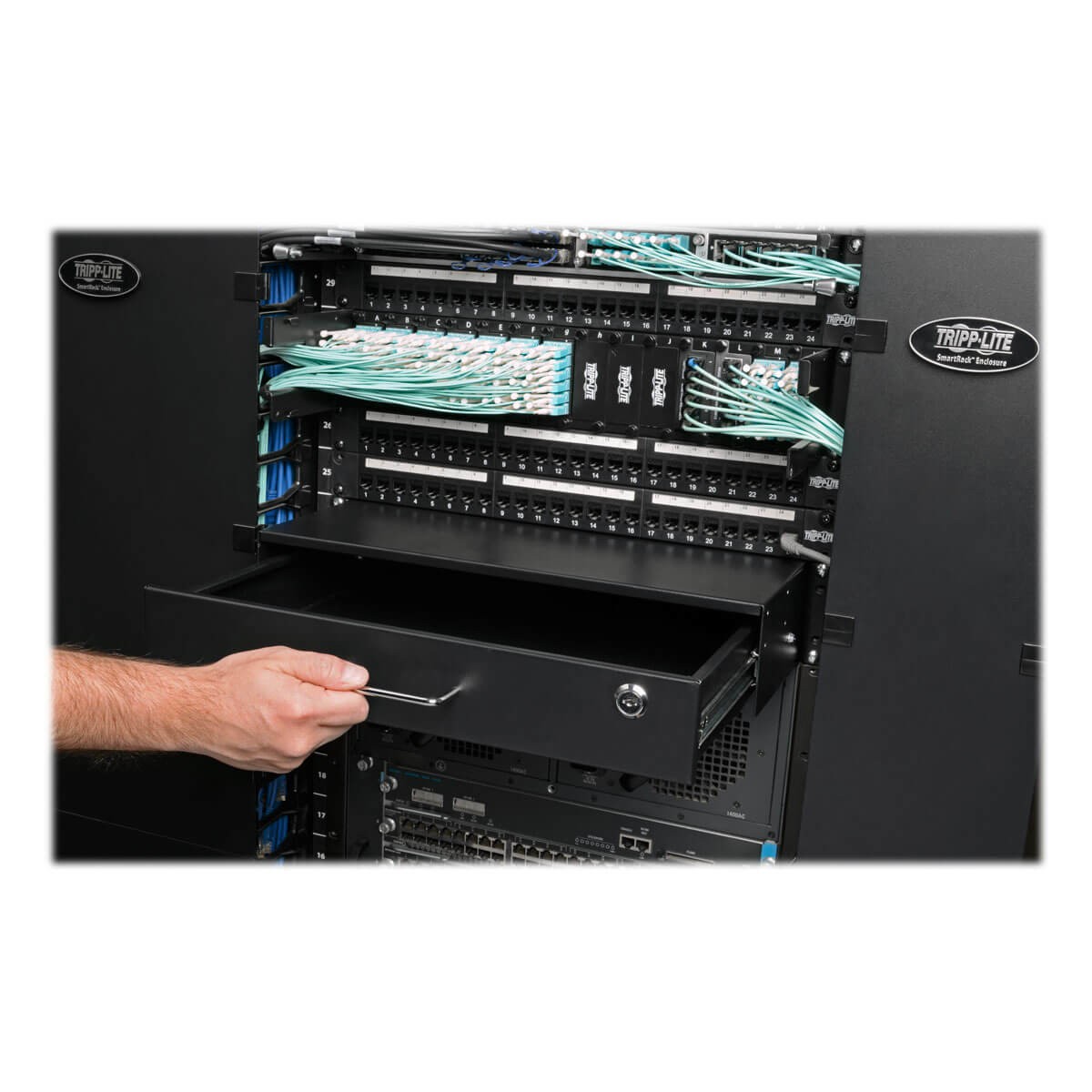 Tripp Lite 2U Locking Rackmount Open Frame Rack Storage Drawer - Black