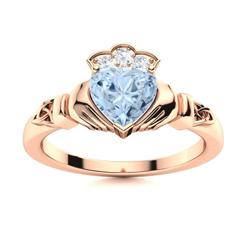 925 Sterling Silver March Birth Aquamarine Stone Solitaire New Ring Jewelry