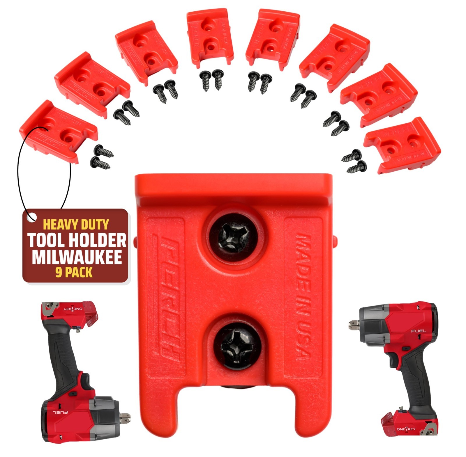 9 Pack Tool Holder for Cordless Tools - Snap Fit Organizer, Wall Mount & Under S