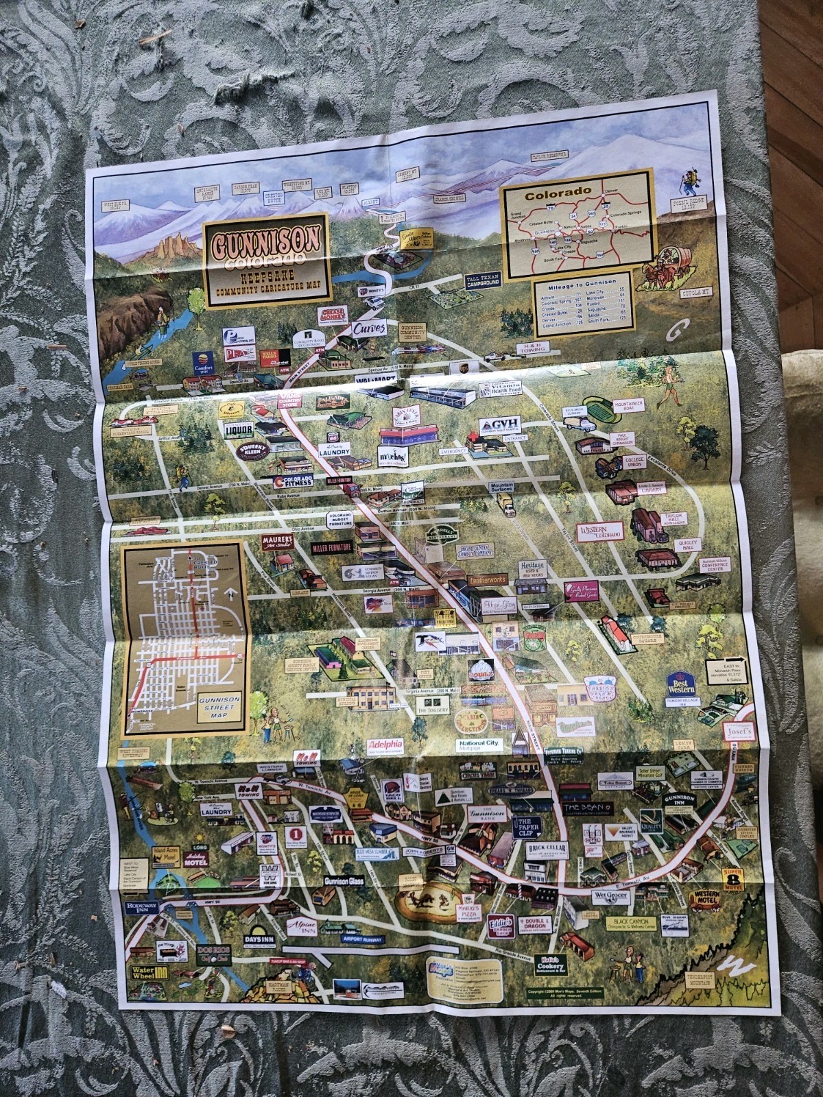 2006 Vintage Caricature Map Gunnison Colorado