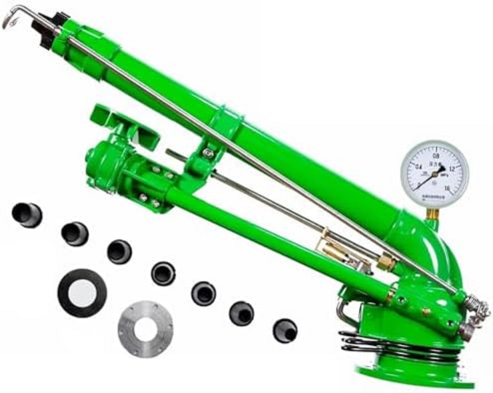 2" Farm Irrigation Sprinklers, Tripod Sprinkler with Pressure Gauge, 360°Adjusta