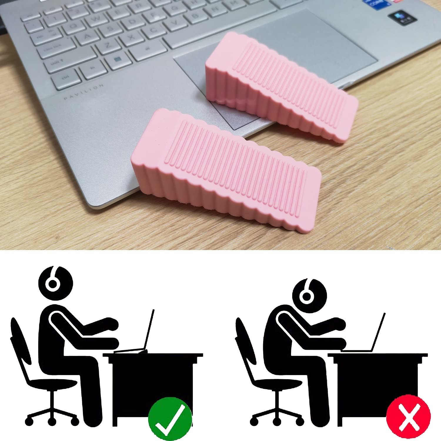 Laptop/Computer Keyboard Stands, Riser,Door Stopper,[2 Pack] Pink