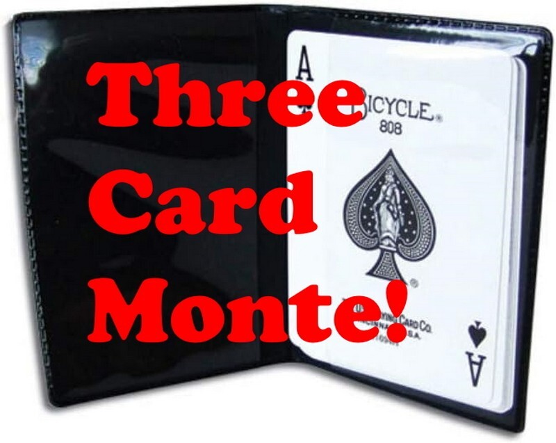 Quality Bicycle Backed Blank THREE CARD MONTE Illusion with Gaff in Vinyl Wallet