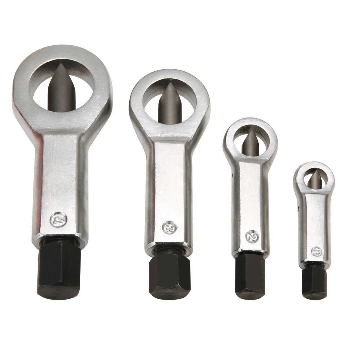 4PCS Nut Splitter Cracker Remover Extractor Wrenches Hex Spanner Tool Set 9-27mm