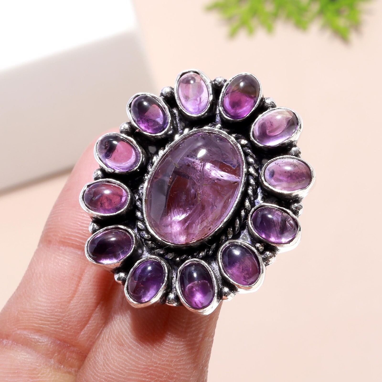 Amethyst Gemstone Handmade 925 Sterling Silver Ring For Birthday Gift Jewelry