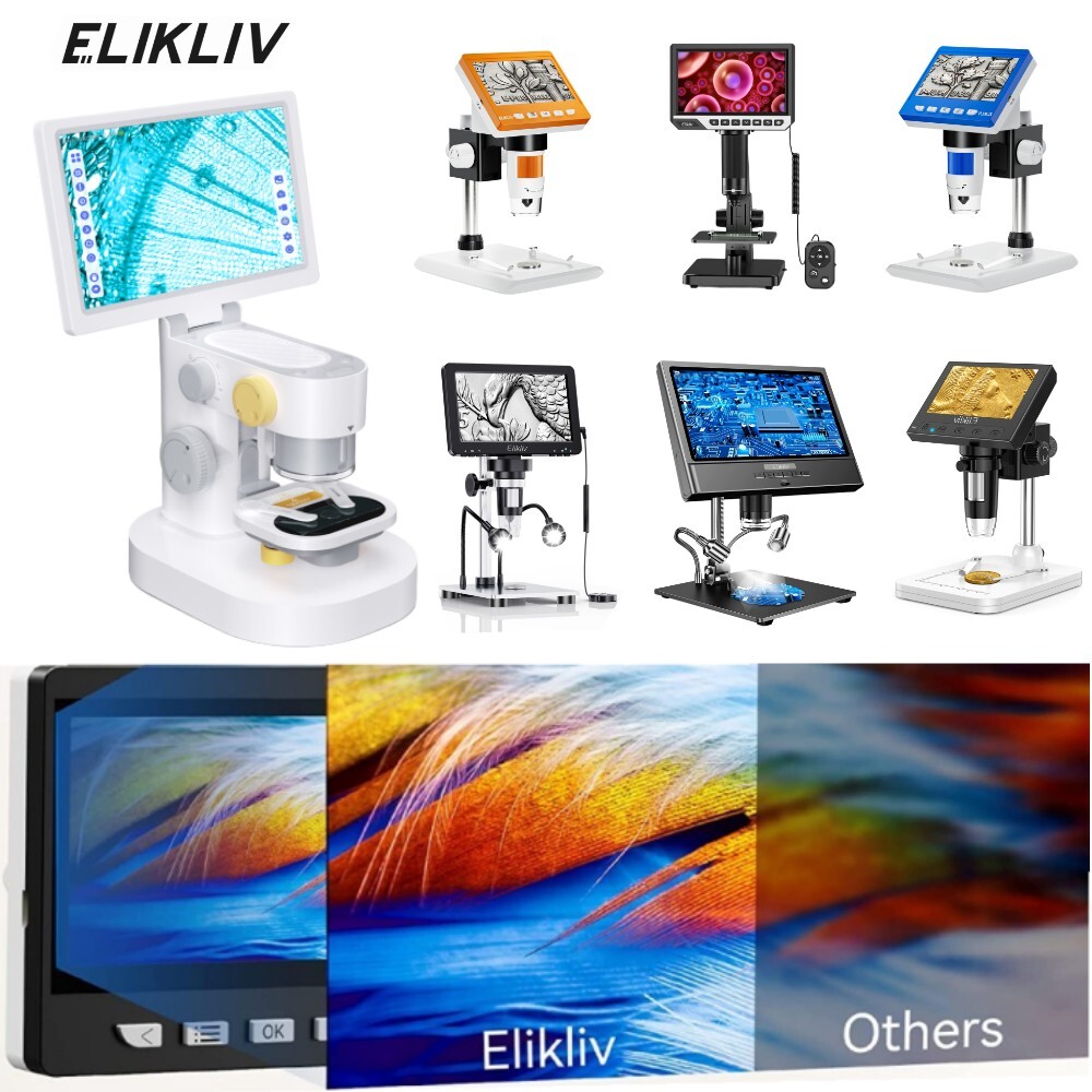 Elikliv Digital Microscope with Screen HD Camera for PCB Soldering Error Coins