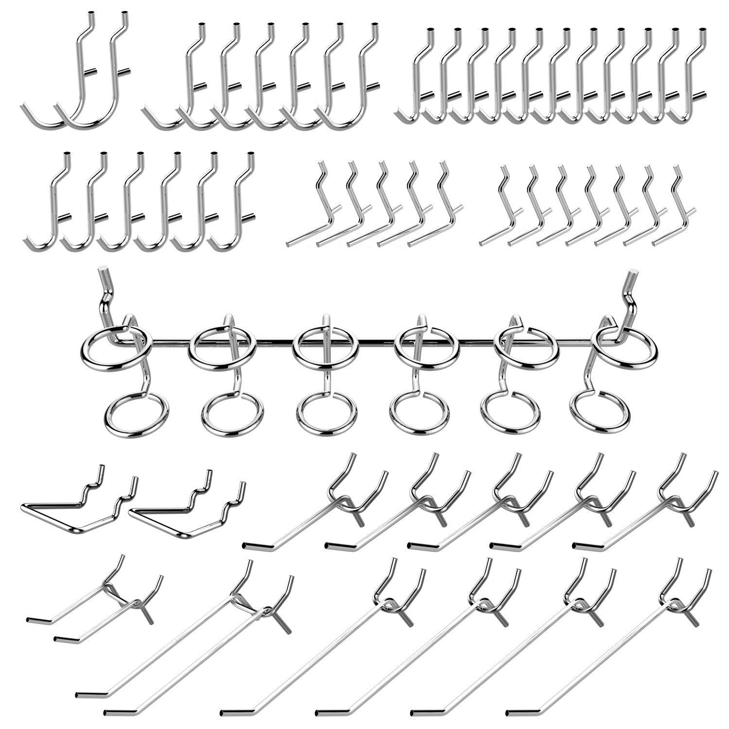 Hiltex 53106 Pegboard Hook Assortment Set, 50 Piece Heavy Duty, Pegboard Hook...