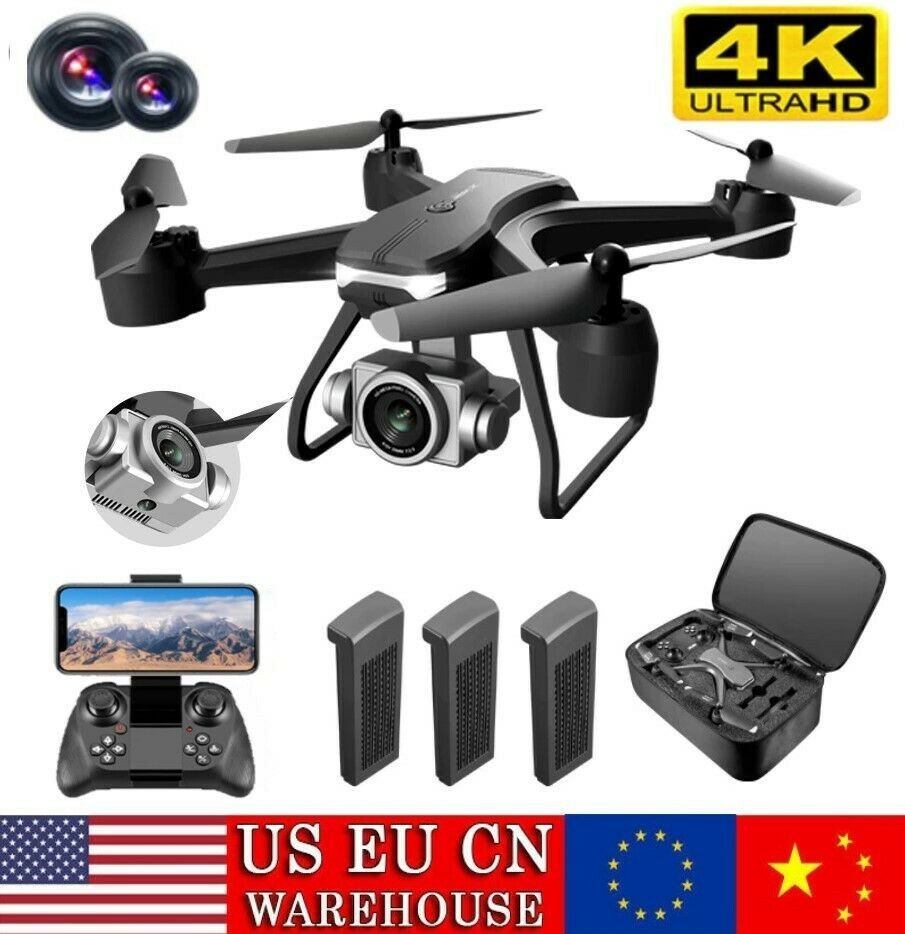 3 BATTERY RC Drone With 4K HD Dual Camera WiFi FPV RC Quadcopter with Bag US