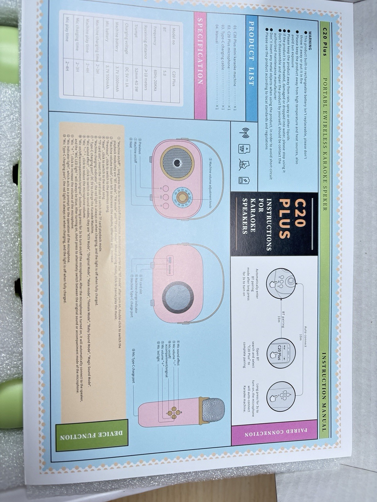 PRUNUS C20 Mini Karaoke Machine Portable Bluetooth Speaker