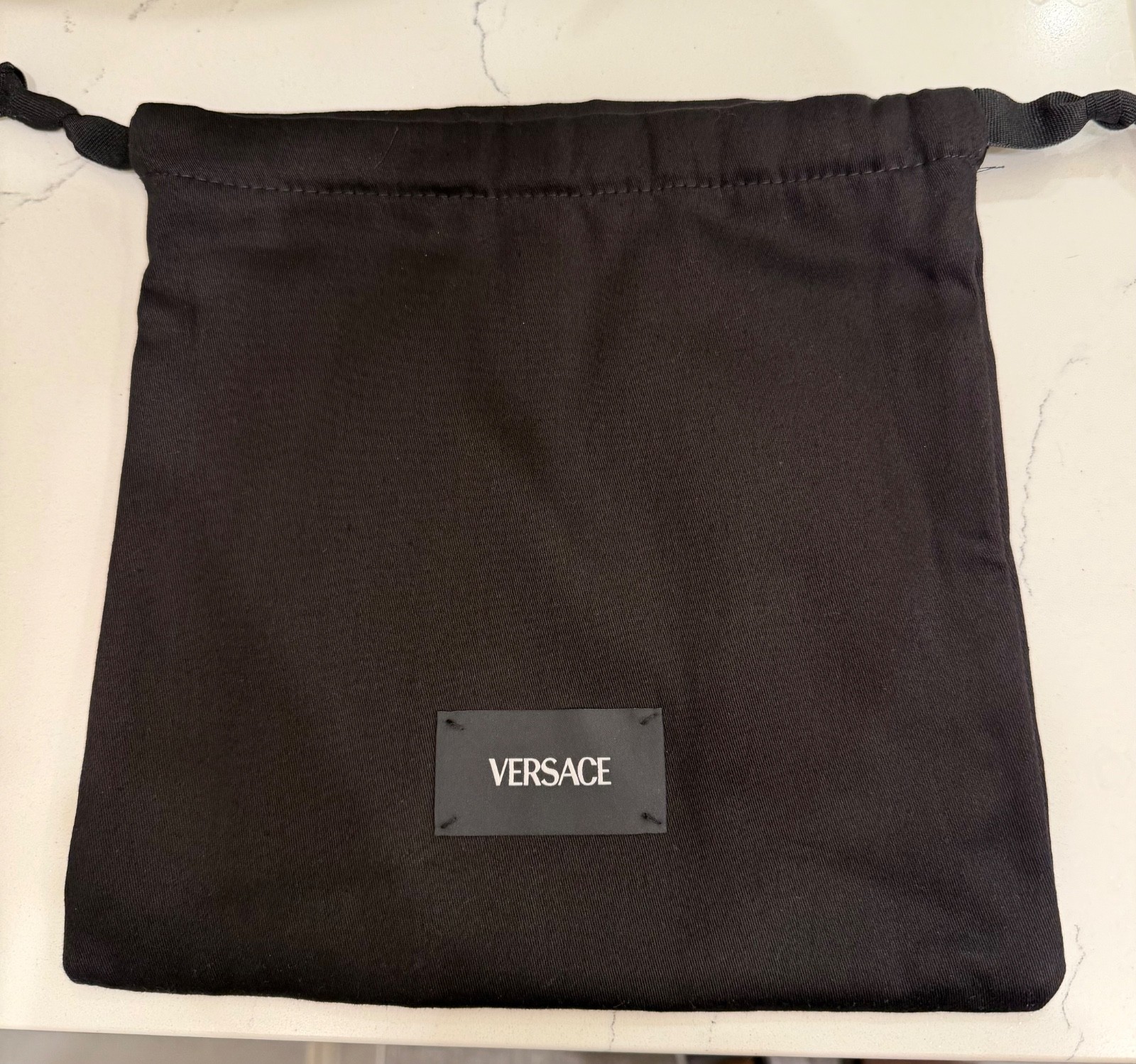 VERSACE Black Drawstring Dust Bag Purse Handbag Shoes Belt Storage Cover 9.5x10”