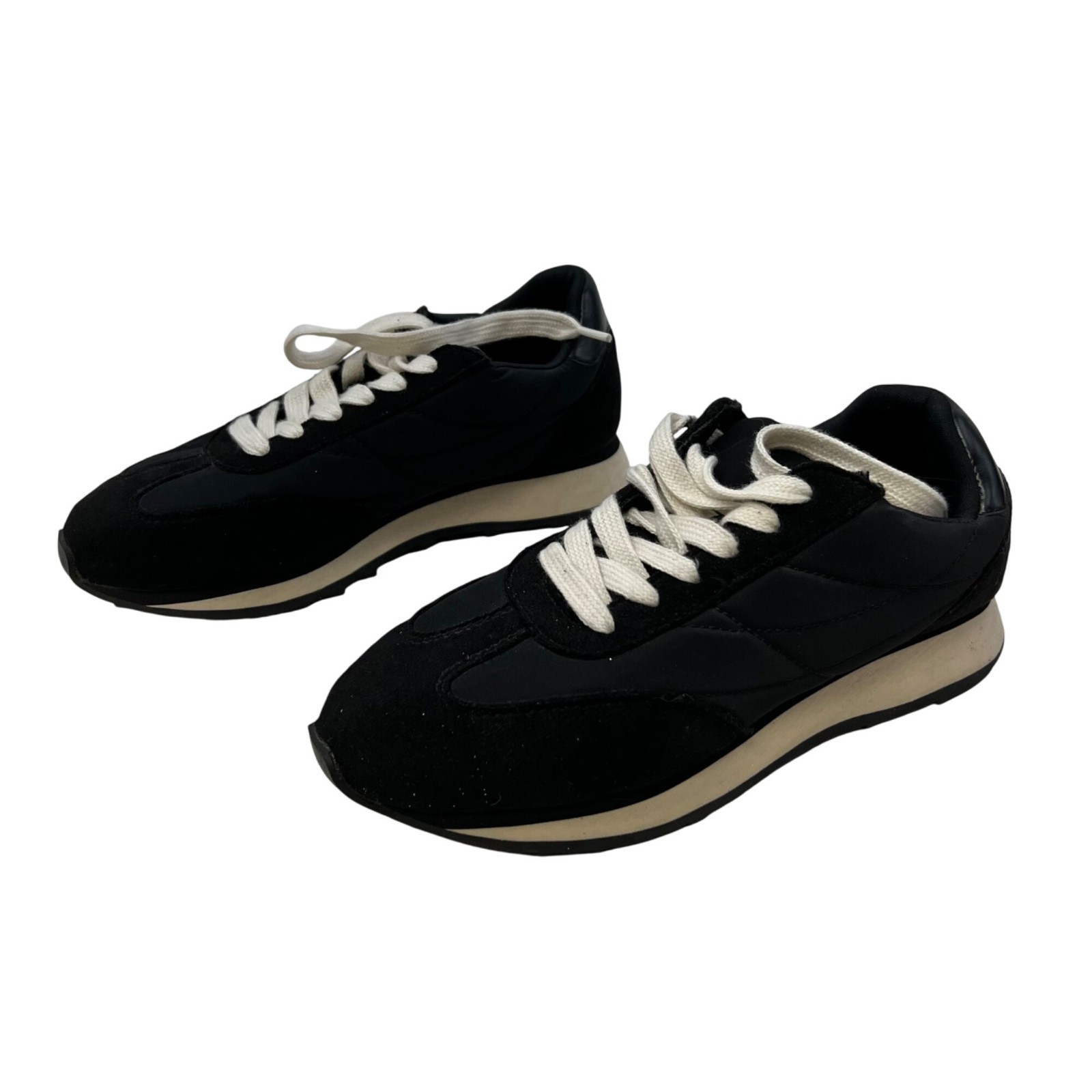 Maurices Womens Casual Sneakers Lace Up Black/White Size 6M